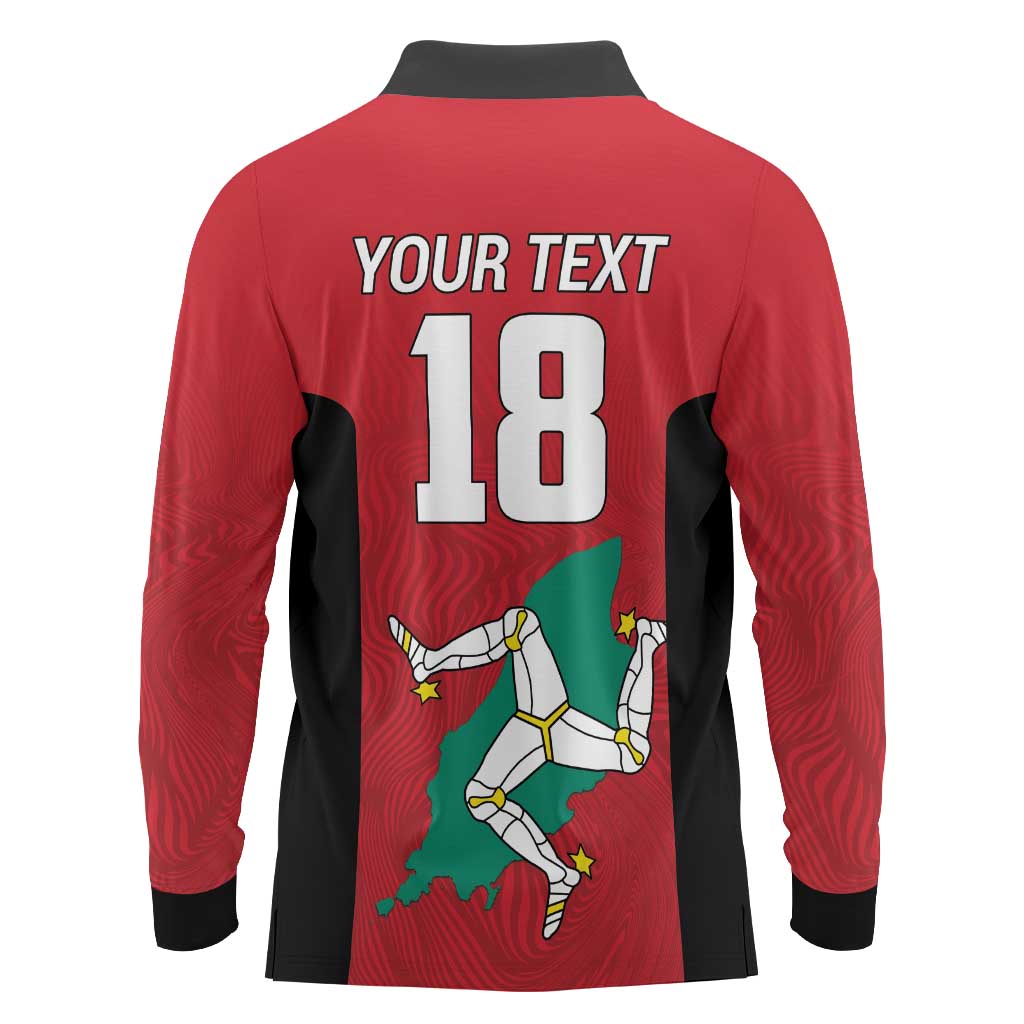 Custom Isle of Man Cricket Long Sleeve Polo Shirt Quocunque Jeceris Stabit - Wonder Print Shop