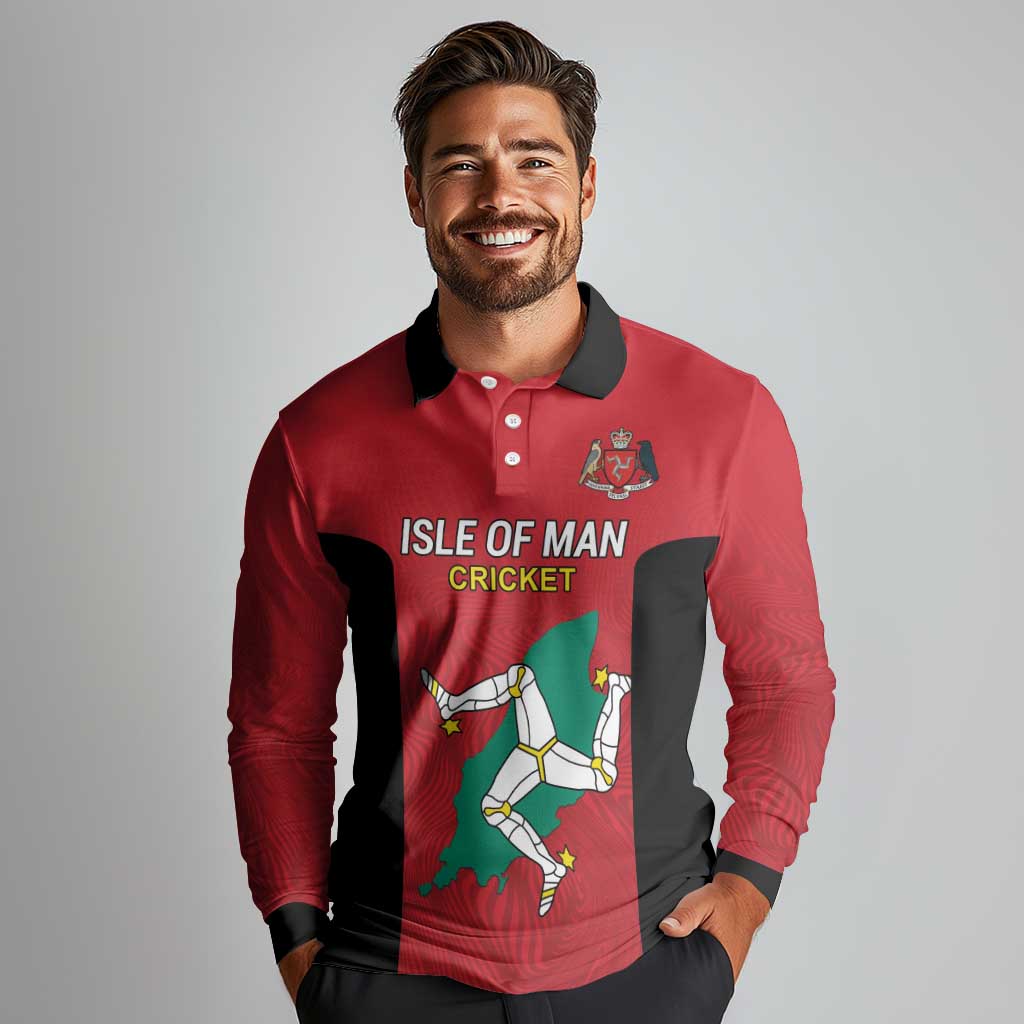 Custom Isle of Man Cricket Long Sleeve Polo Shirt Quocunque Jeceris Stabit - Wonder Print Shop