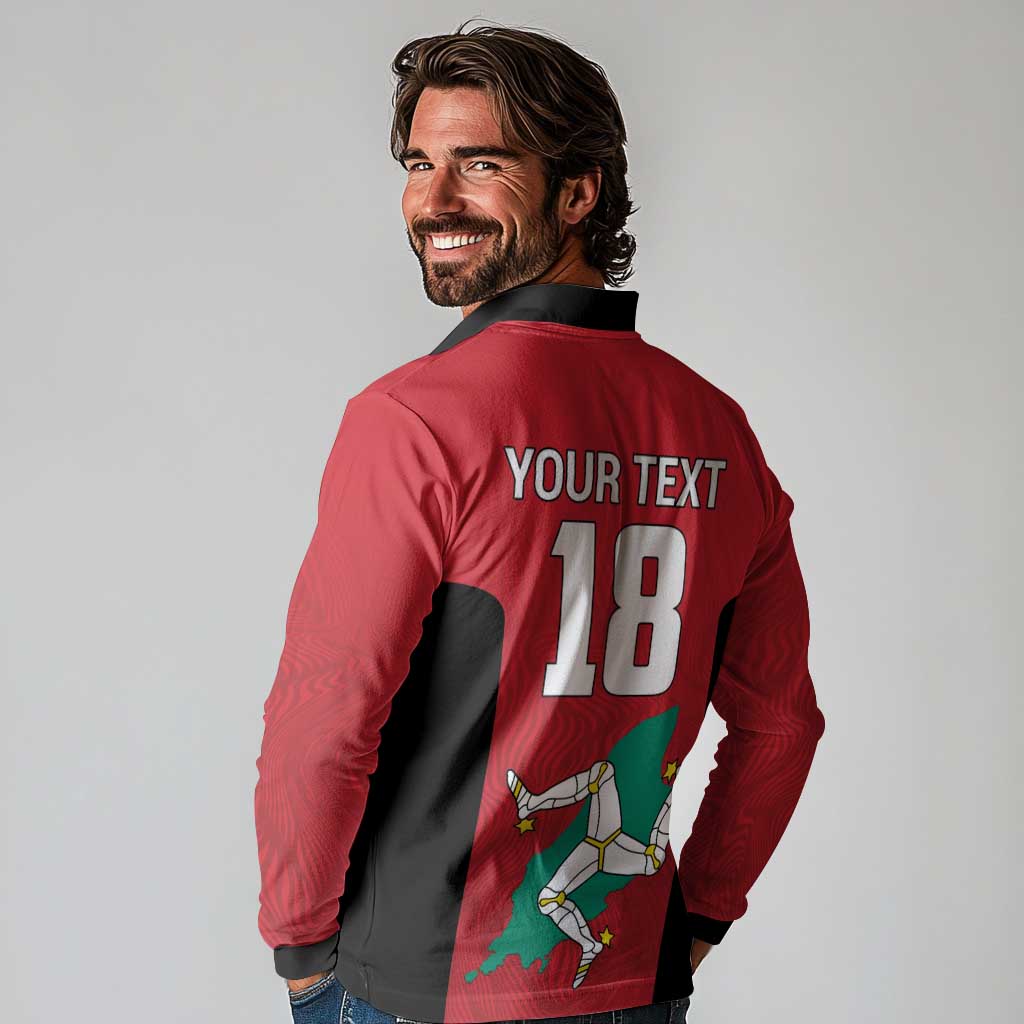Custom Isle of Man Cricket Long Sleeve Polo Shirt Quocunque Jeceris Stabit - Wonder Print Shop
