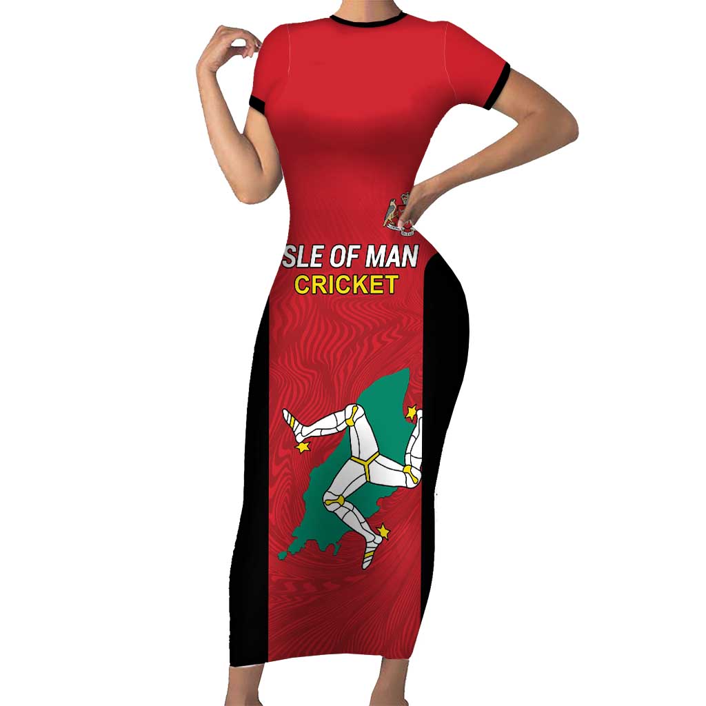 Custom Isle of Man Cricket Short Sleeve Bodycon Dress Quocunque Jeceris Stabit - Wonder Print Shop