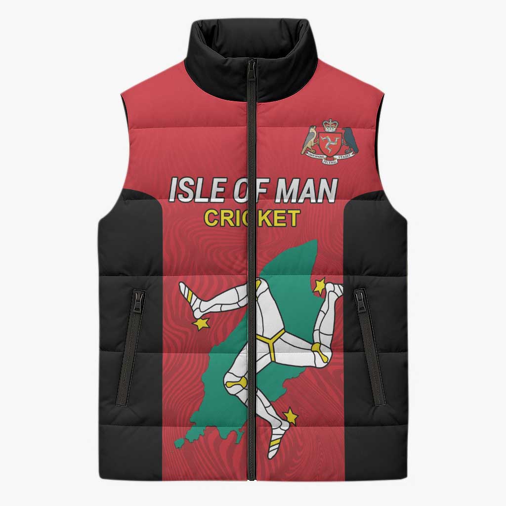 Custom Isle of Man Cricket Sleeveless Puffer Jacket Quocunque Jeceris Stabit - Wonder Print Shop