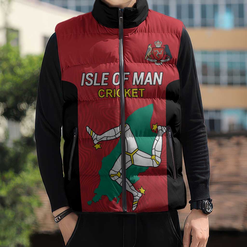 Custom Isle of Man Cricket Sleeveless Puffer Jacket Quocunque Jeceris Stabit - Wonder Print Shop