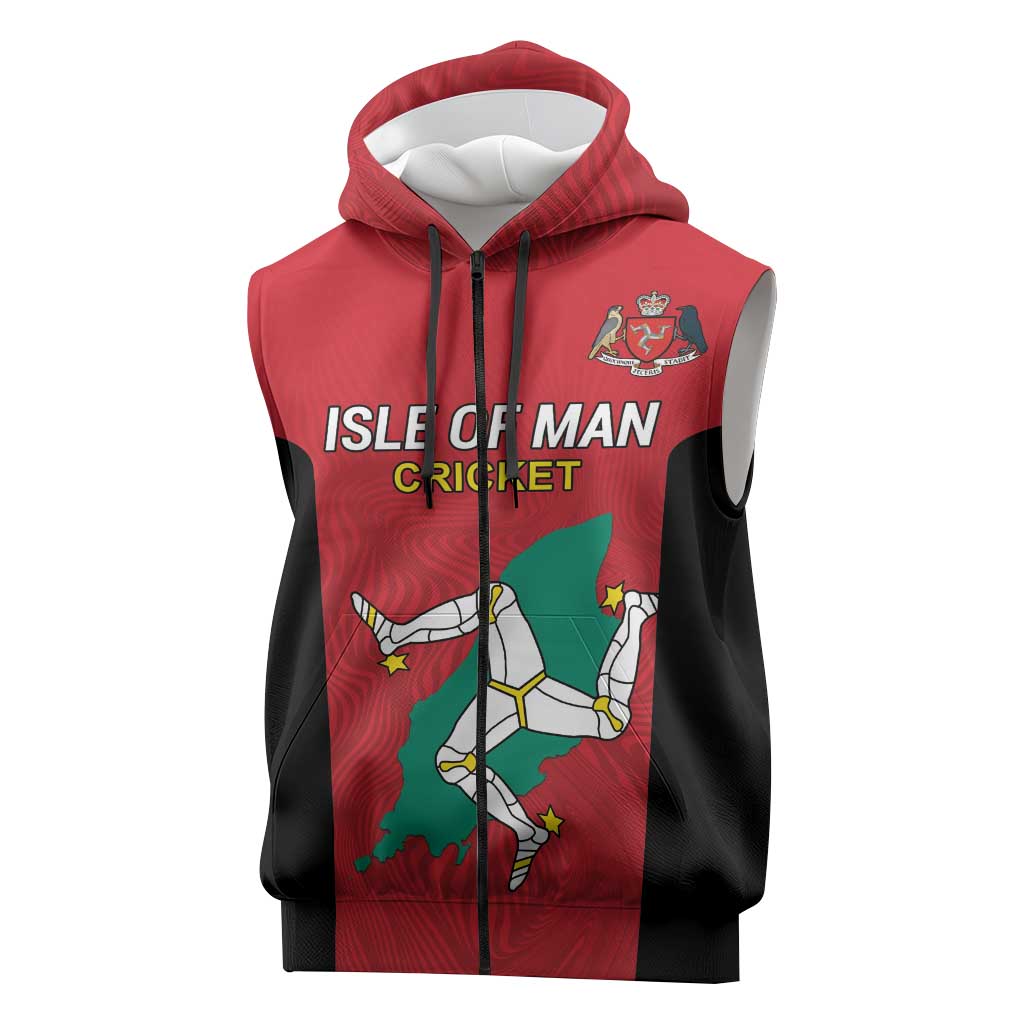 Custom Isle of Man Cricket Sleeveless Zip Hoodie Quocunque Jeceris Stabit - Wonder Print Shop
