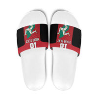 Custom Isle of Man Cricket Slide Sandals Quocunque Jeceris Stabit - Wonder Print Shop