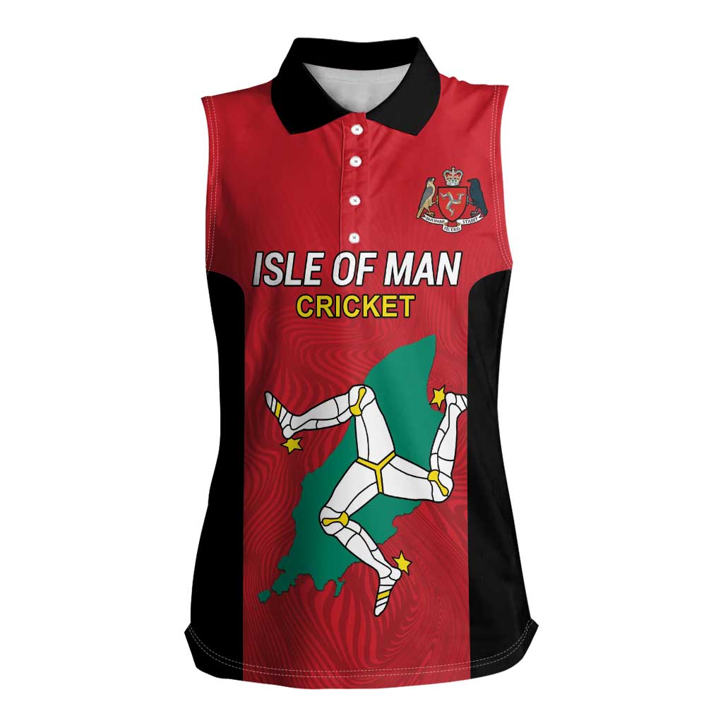Custom Isle of Man Cricket Women Sleeveless Polo Shirt Quocunque Jeceris Stabit - Wonder Print Shop