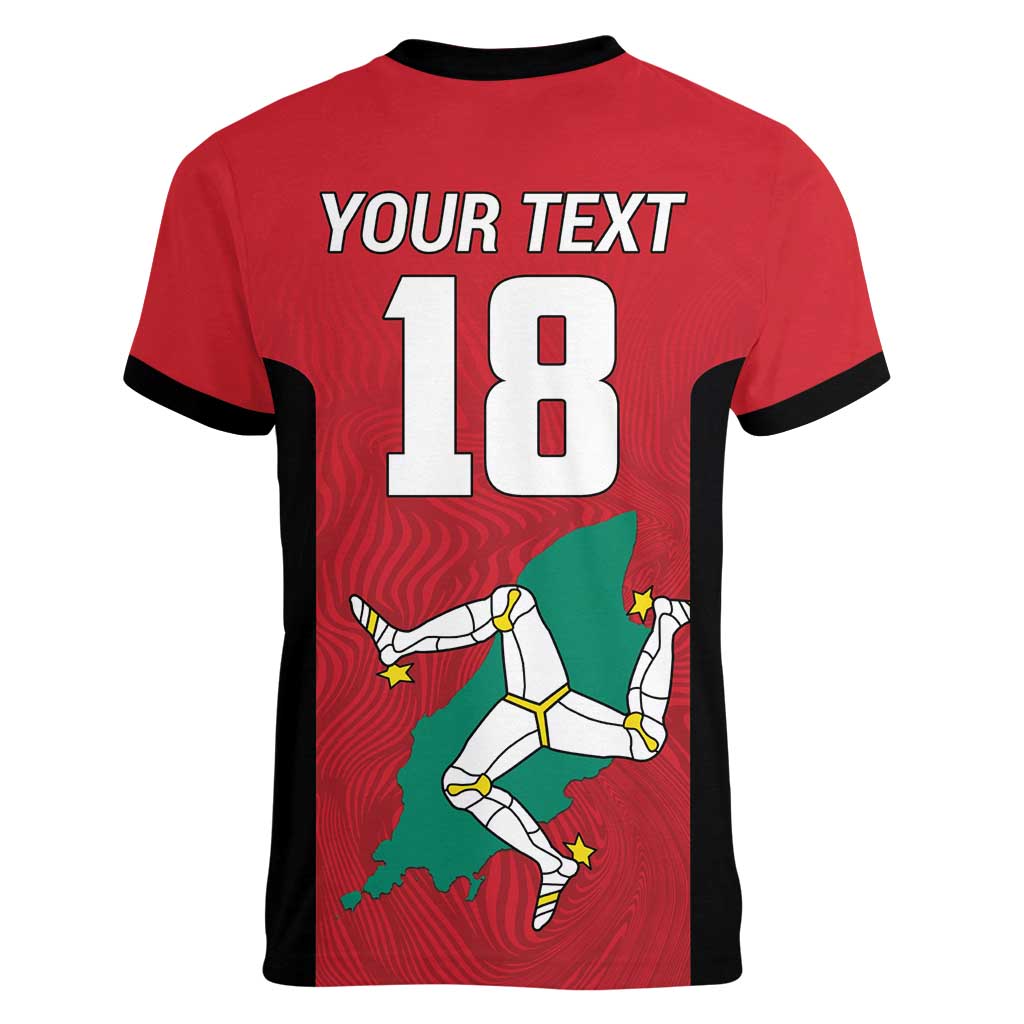 Custom Isle of Man Cricket Women V-Neck T-Shirt Quocunque Jeceris Stabit - Wonder Print Shop