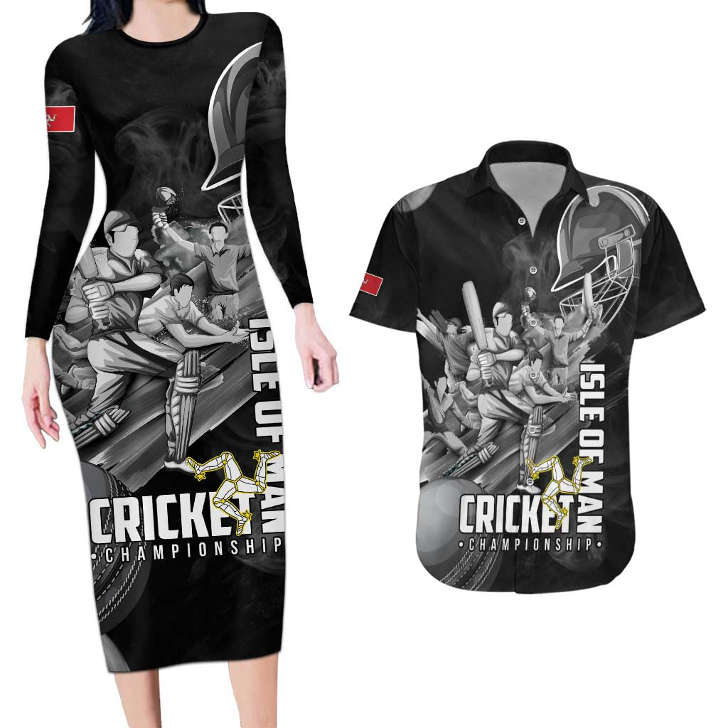 Personalized Isle of Man Cricket Couples Matching Long Sleeve Bodycon Dress and Hawaiian Shirt Go Champion - Wonder Print Shop