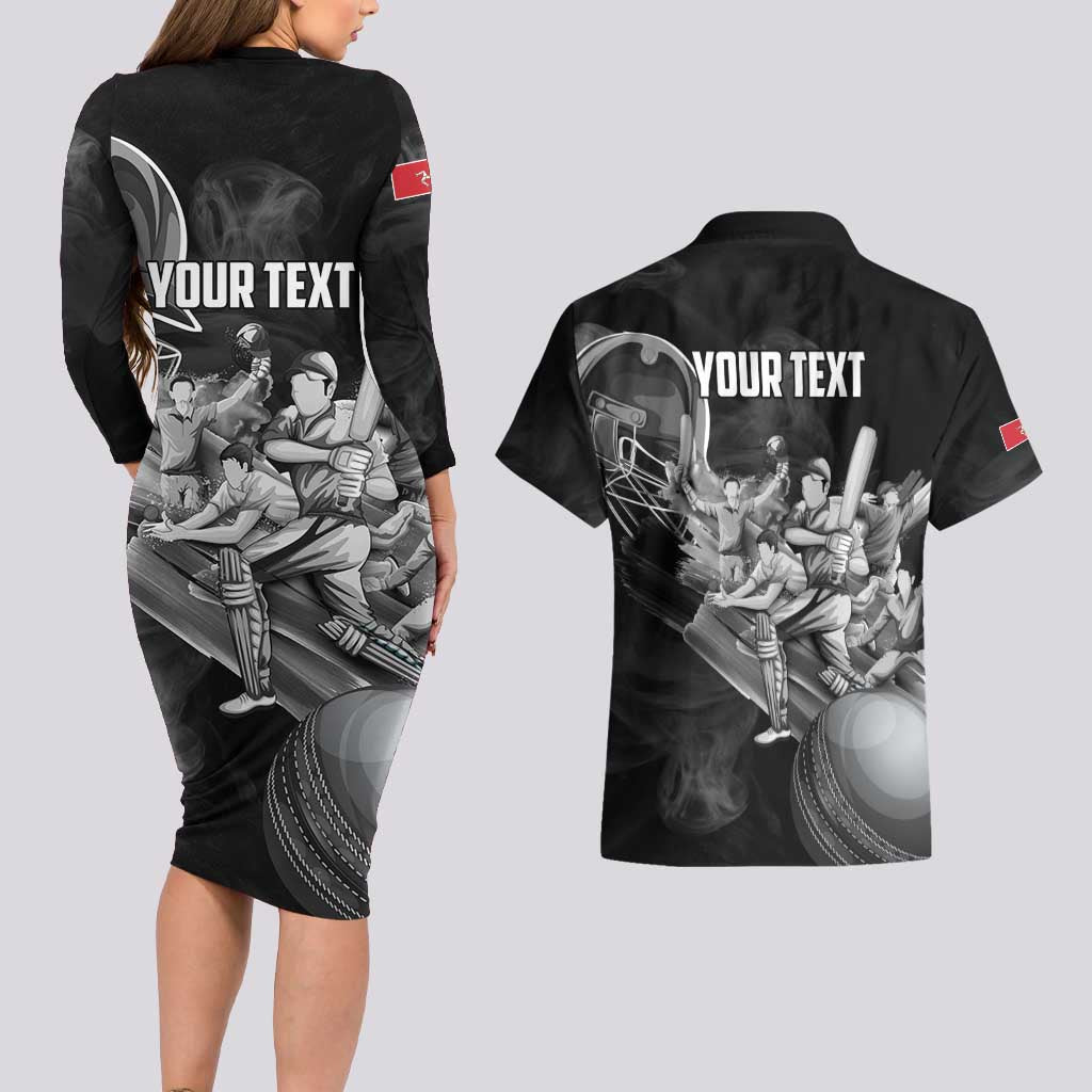 Personalized Isle of Man Cricket Couples Matching Long Sleeve Bodycon Dress and Hawaiian Shirt Go Champion - Wonder Print Shop