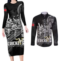 Personalized Isle of Man Cricket Couples Matching Long Sleeve Bodycon Dress and Long Sleeve Button Shirt Go Champion - Wonder Print Shop