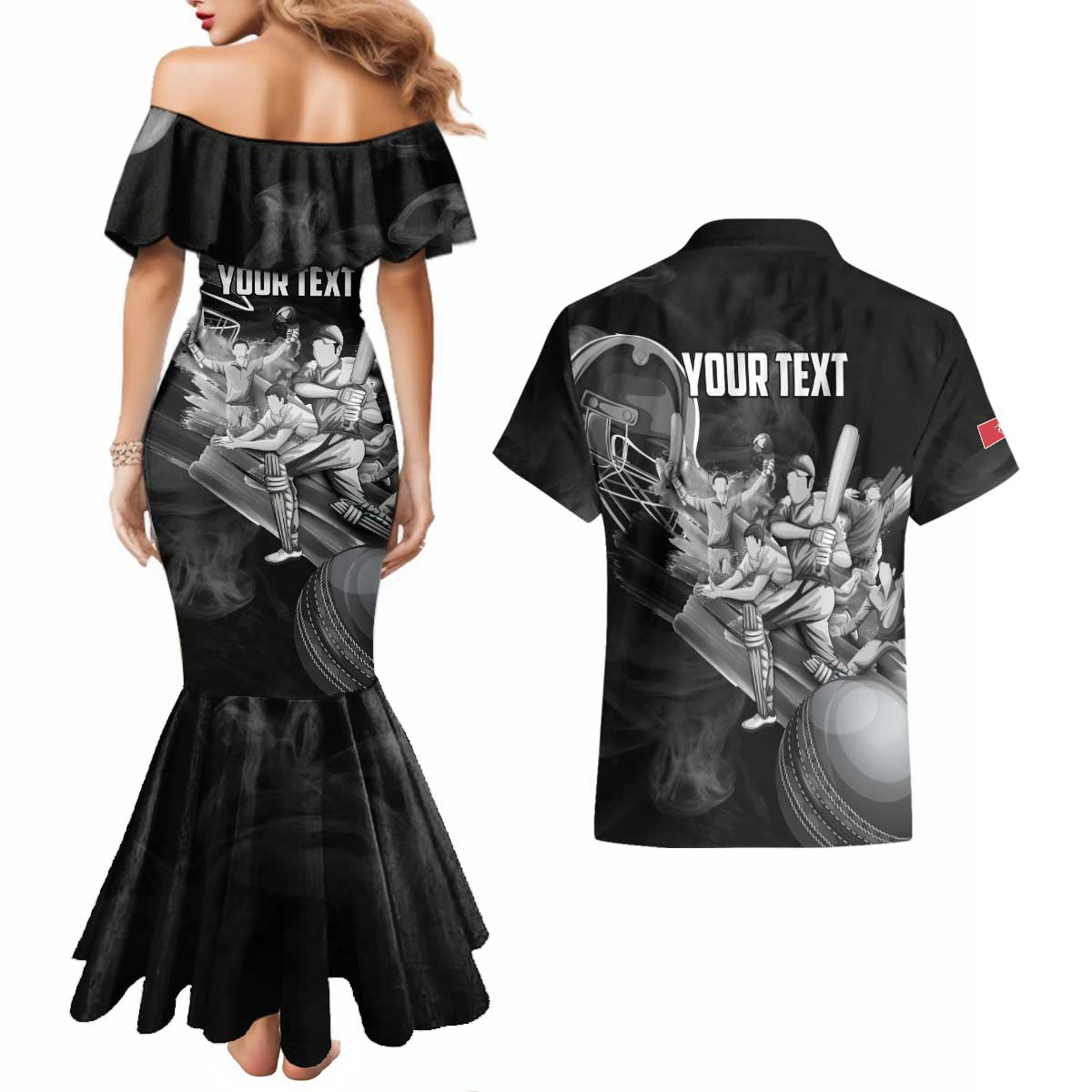 Personalized Isle of Man Cricket Couples Matching Mermaid Dress and Hawaiian Shirt Go Champion - Wonder Print Shop