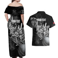 Personalized Isle of Man Cricket Couples Matching Off Shoulder Maxi Dress and Hawaiian Shirt Go Champion - Wonder Print Shop