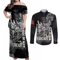 Personalized Isle of Man Cricket Couples Matching Off Shoulder Maxi Dress and Long Sleeve Button Shirt Go Champion - Wonder Print Shop