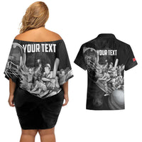 Personalized Isle of Man Cricket Couples Matching Off Shoulder Short Dress and Hawaiian Shirt Go Champion - Wonder Print Shop