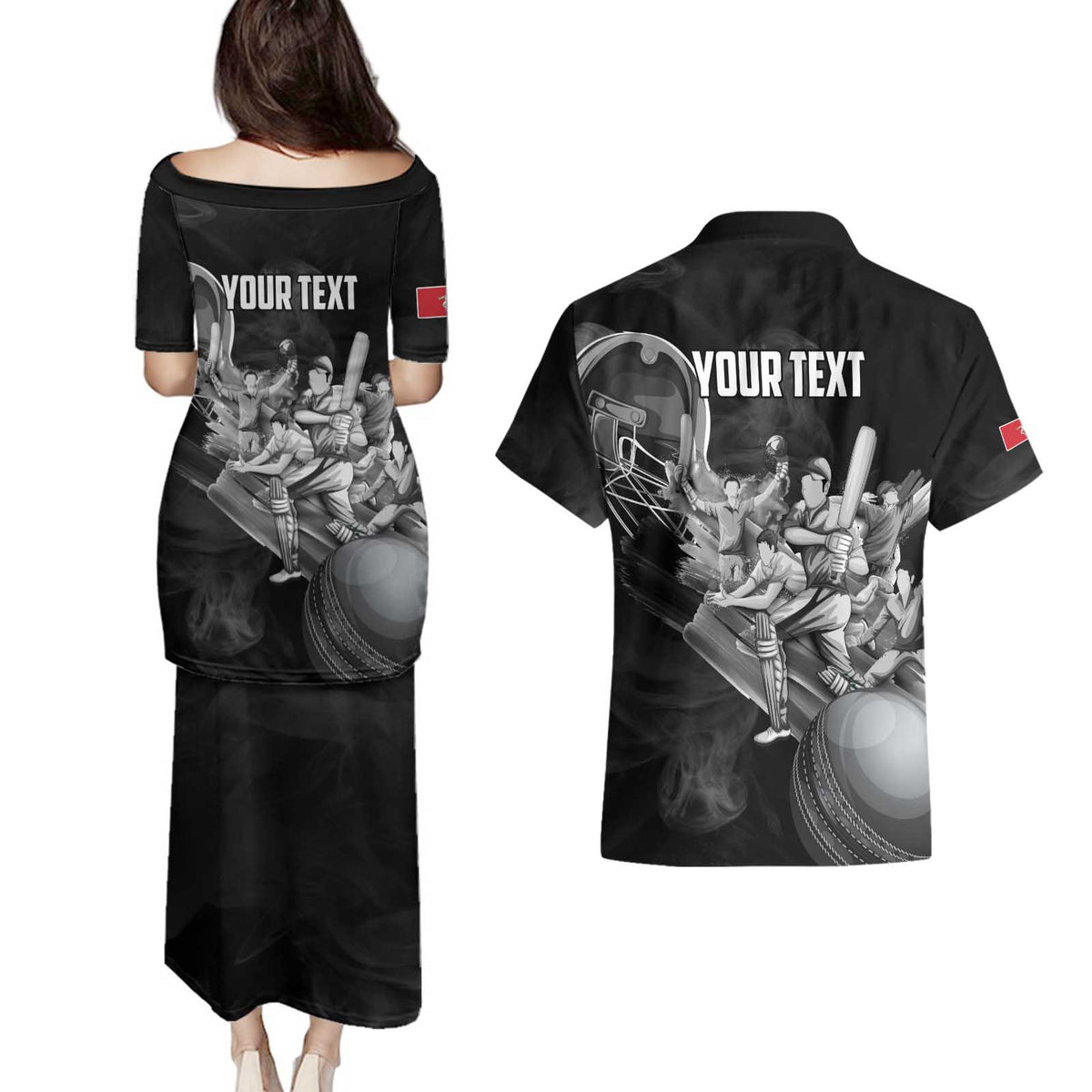 Personalized Isle of Man Cricket Couples Matching Puletasi and Hawaiian Shirt Go Champion - Wonder Print Shop
