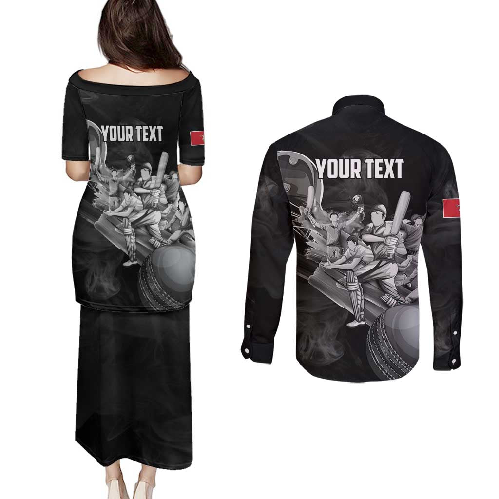 Personalized Isle of Man Cricket Couples Matching Puletasi and Long Sleeve Button Shirt Go Champion - Wonder Print Shop