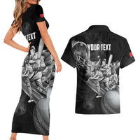 Personalized Isle of Man Cricket Couples Matching Short Sleeve Bodycon Dress and Hawaiian Shirt Go Champion - Wonder Print Shop