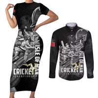 Personalized Isle of Man Cricket Couples Matching Short Sleeve Bodycon Dress and Long Sleeve Button Shirt Go Champion - Wonder Print Shop