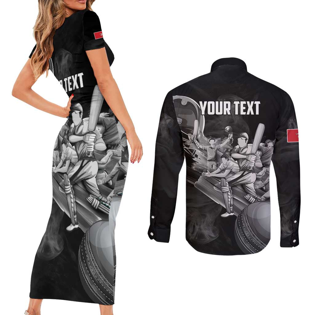 Personalized Isle of Man Cricket Couples Matching Short Sleeve Bodycon Dress and Long Sleeve Button Shirt Go Champion - Wonder Print Shop