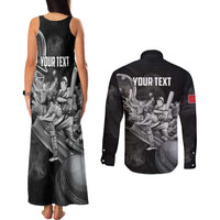 Personalized Isle of Man Cricket Couples Matching Tank Maxi Dress and Long Sleeve Button Shirt Go Champion - Wonder Print Shop