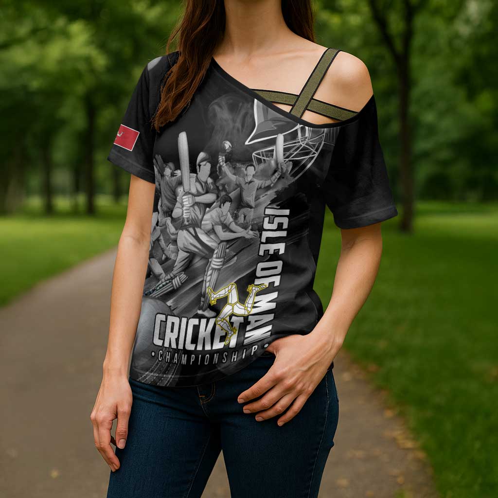 Personalized Isle of Man Cricket Cross Shoulder Shirt Go Champion - Wonder Print Shop