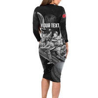 Personalized Isle of Man Cricket Family Matching Long Sleeve Bodycon Dress and Hawaiian Shirt Go Champion - Wonder Print Shop