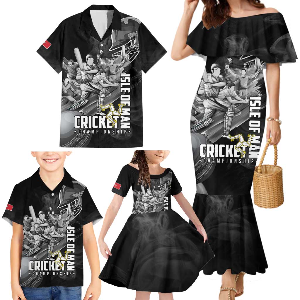 Personalized Isle of Man Cricket Family Matching Mermaid Dress and Hawaiian Shirt Go Champion - Wonder Print Shop