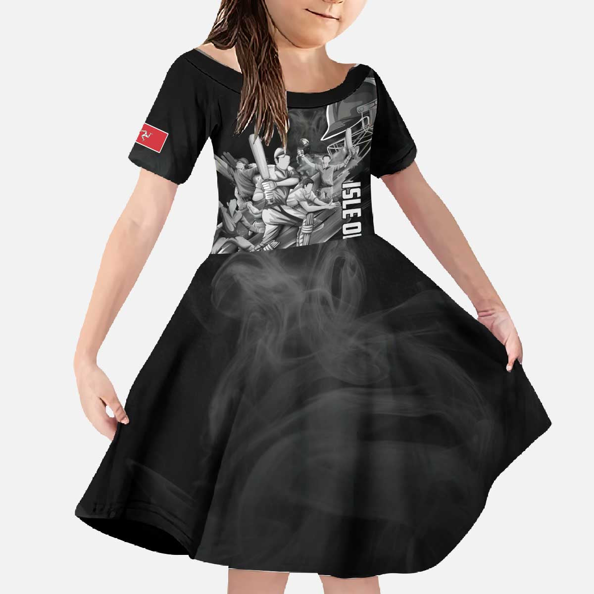 Personalized Isle of Man Cricket Family Matching Off The Shoulder Long Sleeve Dress and Hawaiian Shirt Go Champion - Wonder Print Shop