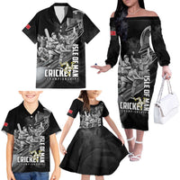 Personalized Isle of Man Cricket Family Matching Off The Shoulder Long Sleeve Dress and Hawaiian Shirt Go Champion - Wonder Print Shop