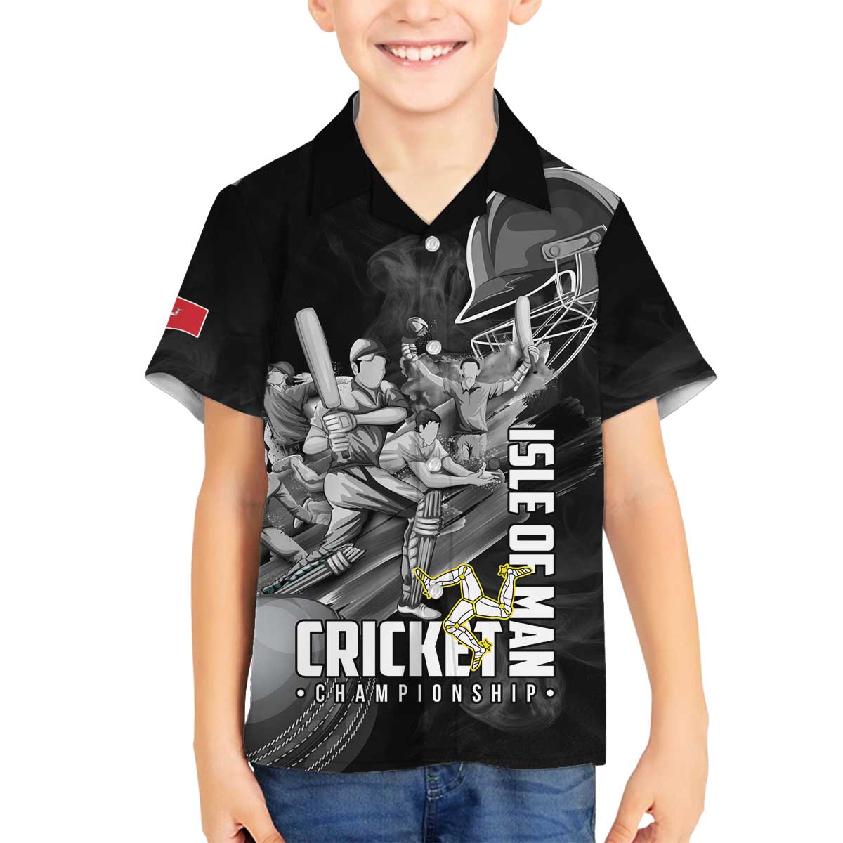 Personalized Isle of Man Cricket Family Matching Off The Shoulder Long Sleeve Dress and Hawaiian Shirt Go Champion - Wonder Print Shop