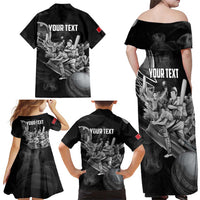 Personalized Isle of Man Cricket Family Matching Off Shoulder Maxi Dress and Hawaiian Shirt Go Champion - Wonder Print Shop