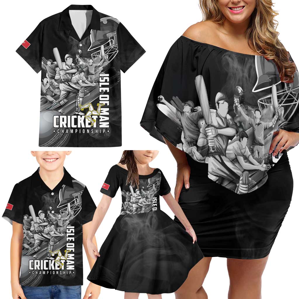 Personalized Isle of Man Cricket Family Matching Off Shoulder Short Dress and Hawaiian Shirt Go Champion - Wonder Print Shop