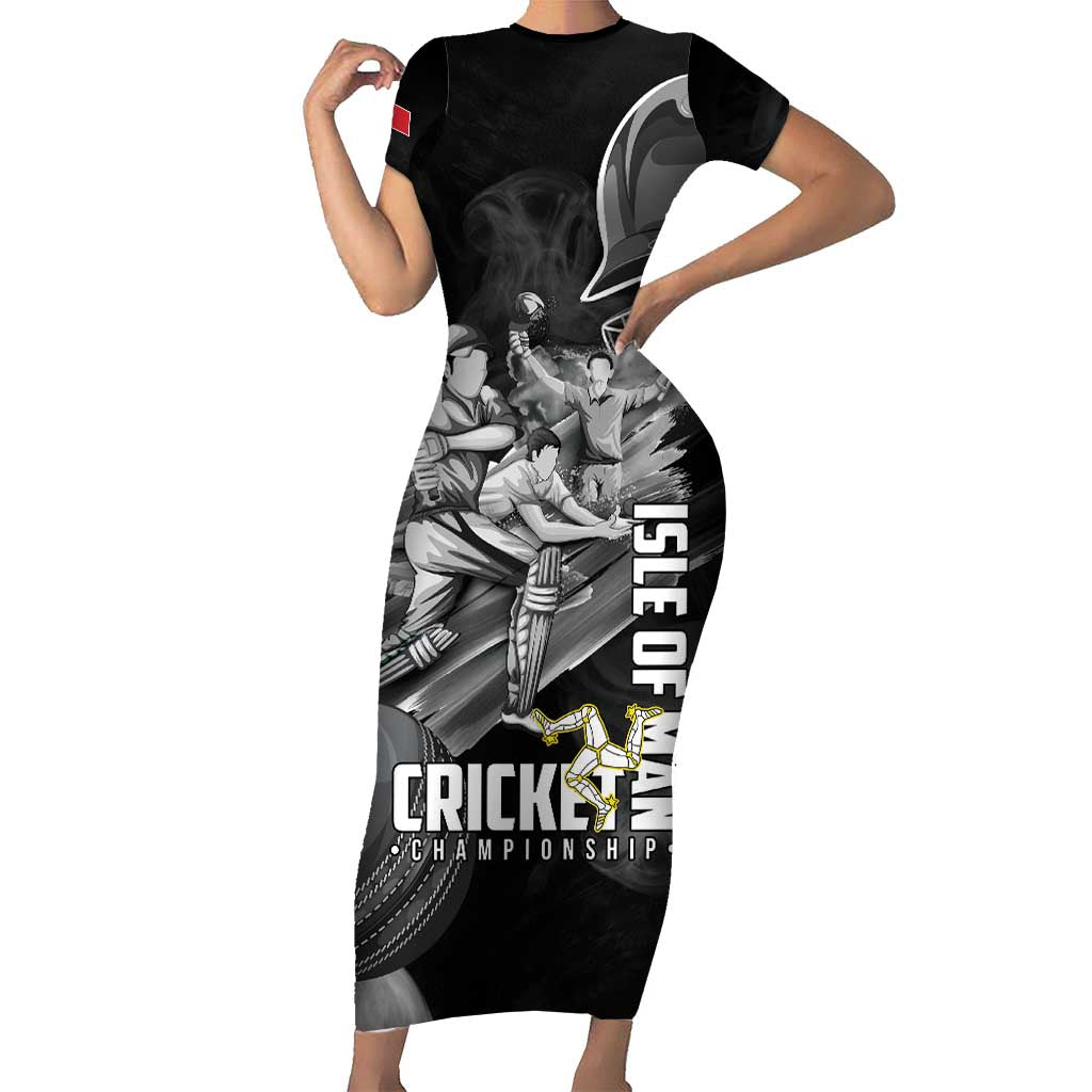 Personalized Isle of Man Cricket Family Matching Short Sleeve Bodycon Dress and Hawaiian Shirt Go Champion - Wonder Print Shop