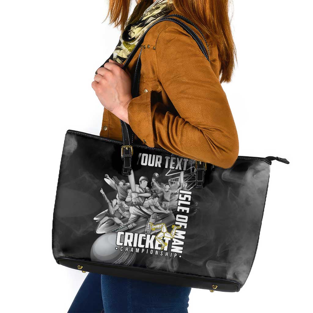 Personalized Isle of Man Cricket Leather Tote Bag Go Champion - Wonder Print Shop