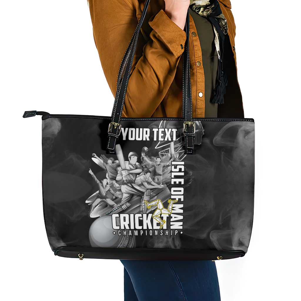 Personalized Isle of Man Cricket Leather Tote Bag Go Champion - Wonder Print Shop
