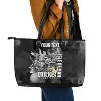 Personalized Isle of Man Cricket Leather Tote Bag Go Champion - Wonder Print Shop