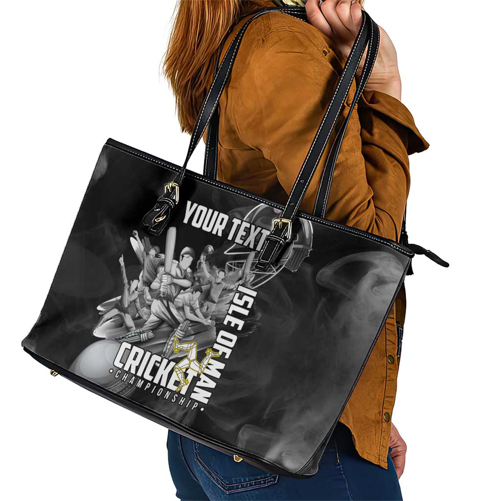 Personalized Isle of Man Cricket Leather Tote Bag Go Champion - Wonder Print Shop