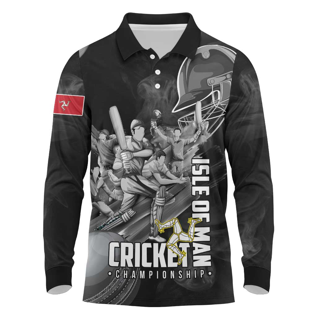 Personalized Isle of Man Cricket Long Sleeve Polo Shirt Go Champion - Wonder Print Shop