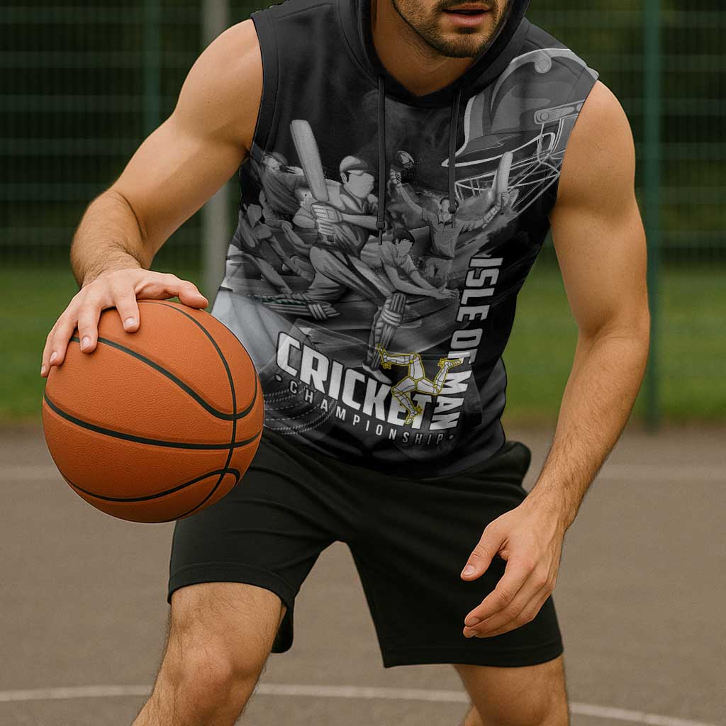 Personalized Isle of Man Cricket Sleeveless Hoodie Go Champion - Wonder Print Shop