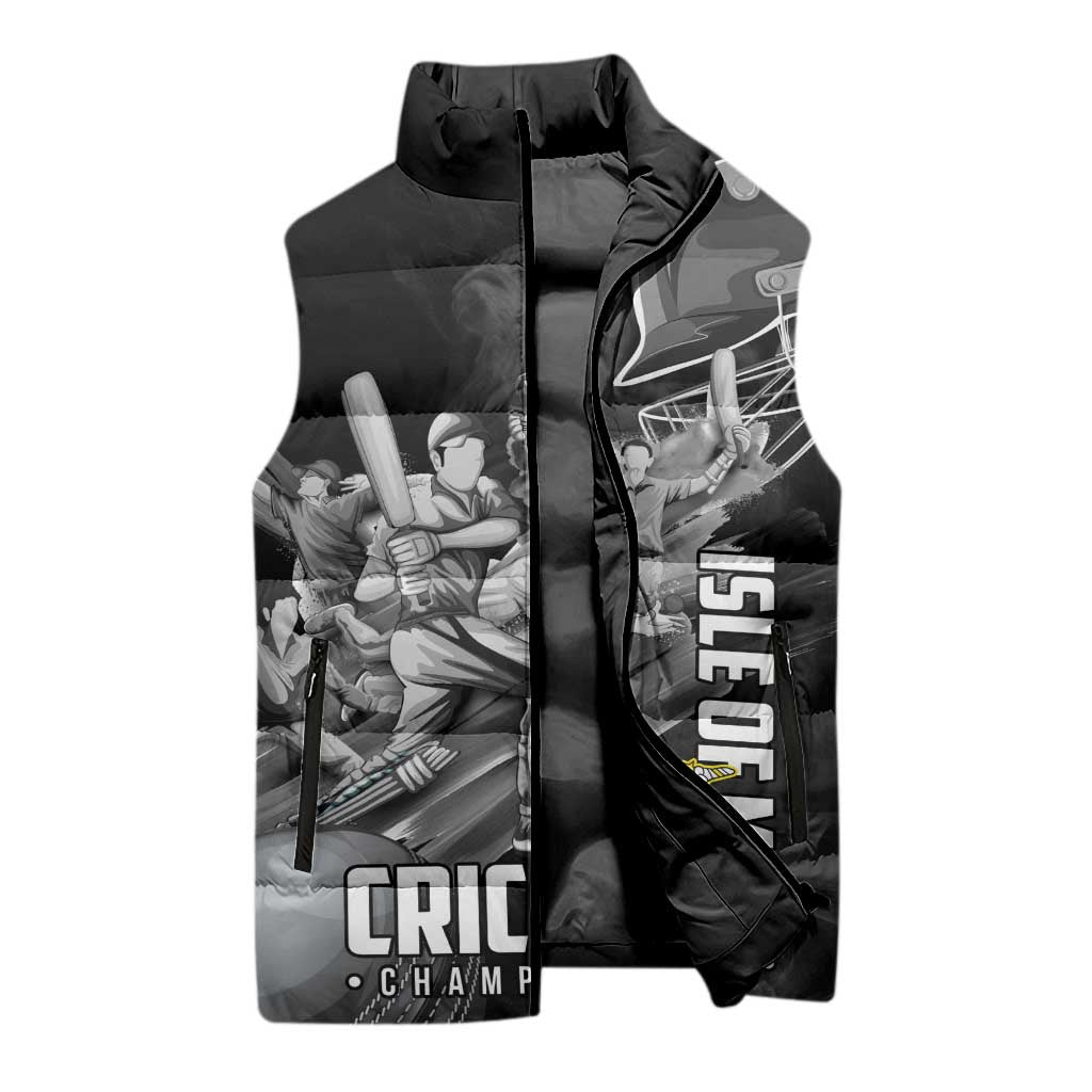 Personalized Isle of Man Cricket Sleeveless Puffer Jacket Go Champion - Wonder Print Shop