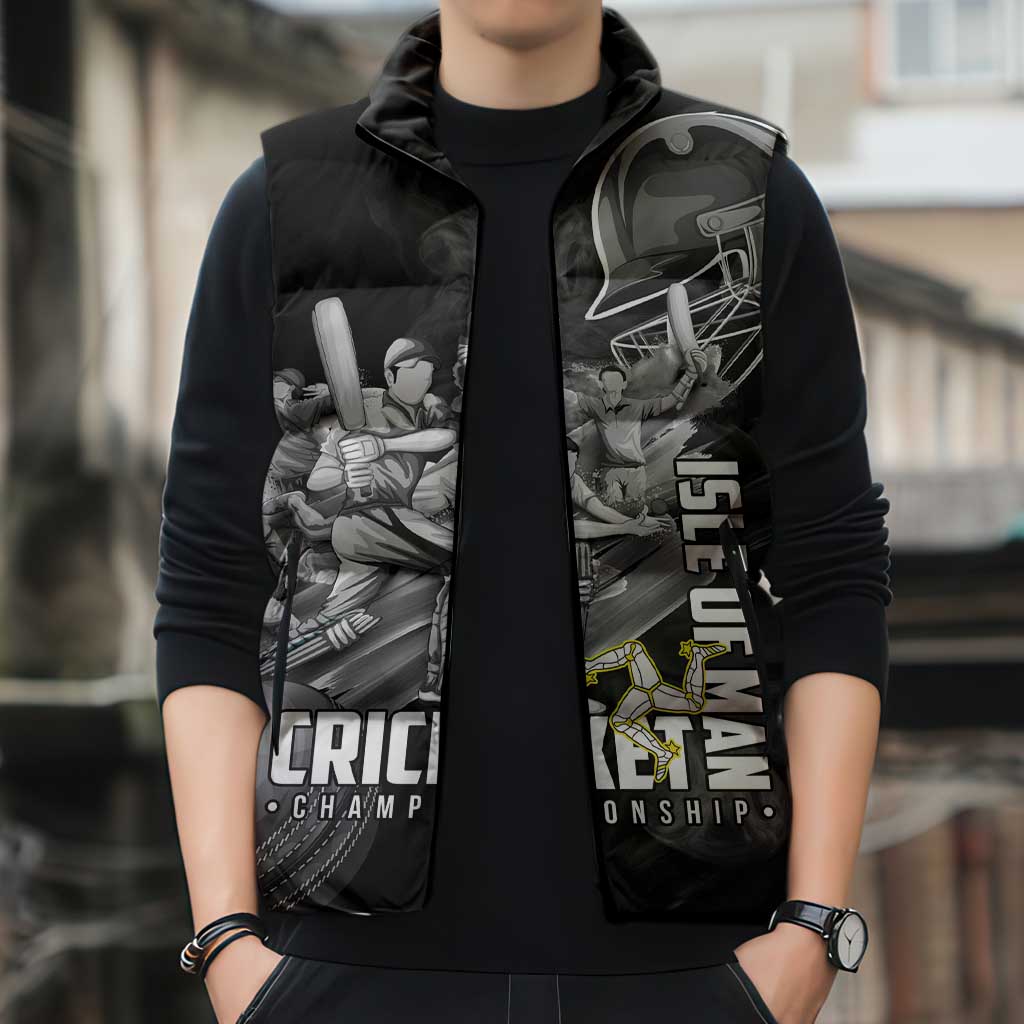 Personalized Isle of Man Cricket Sleeveless Puffer Jacket Go Champion - Wonder Print Shop