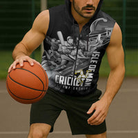 Personalized Isle of Man Cricket Sleeveless Zip Hoodie Go Champion - Wonder Print Shop