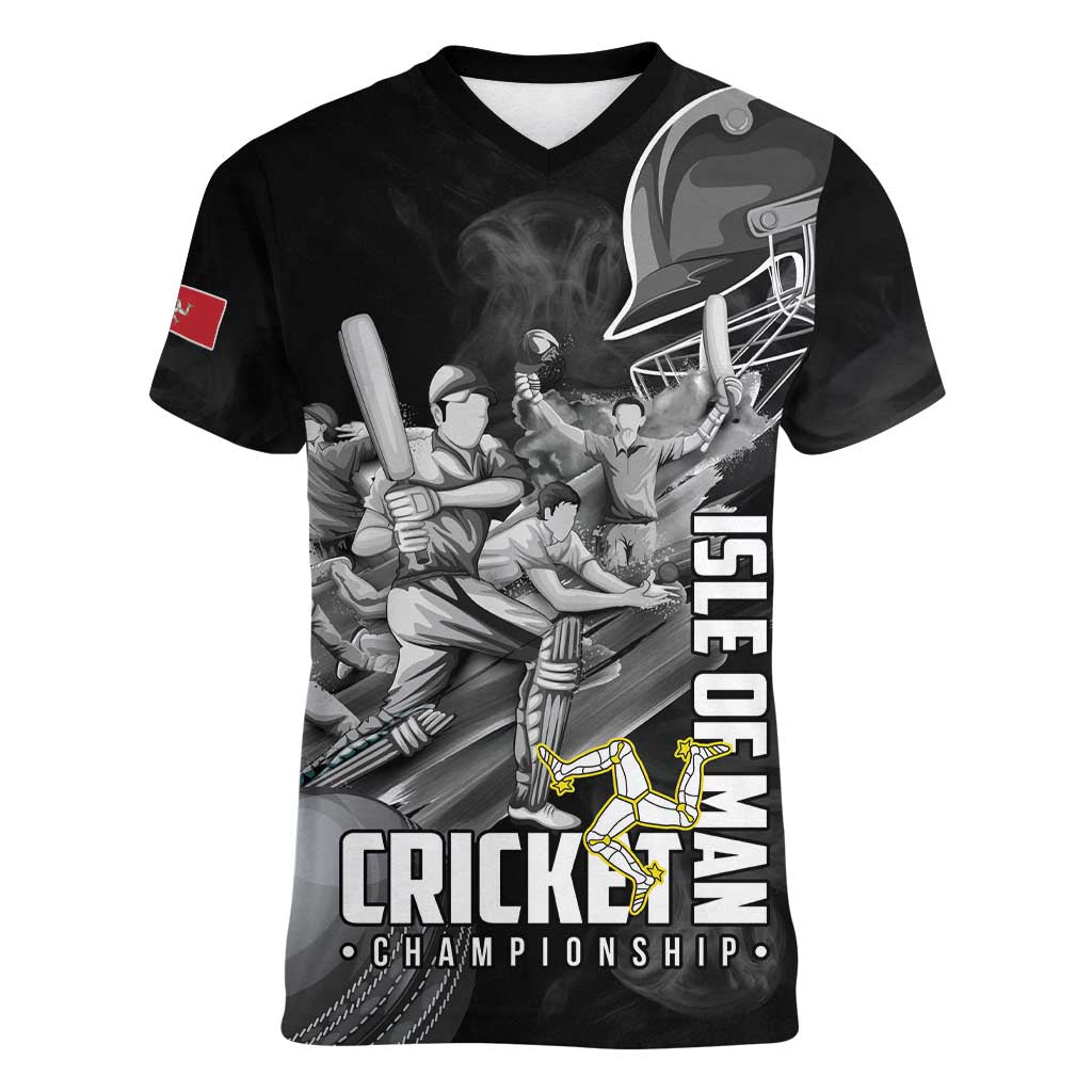 Personalized Isle of Man Cricket Women V-Neck T-Shirt Go Champion - Wonder Print Shop