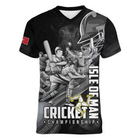 Personalized Isle of Man Cricket Women V-Neck T-Shirt Go Champion - Wonder Print Shop
