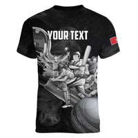 Personalized Isle of Man Cricket Women V-Neck T-Shirt Go Champion - Wonder Print Shop