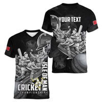 Personalized Isle of Man Cricket Women V-Neck T-Shirt Go Champion - Wonder Print Shop