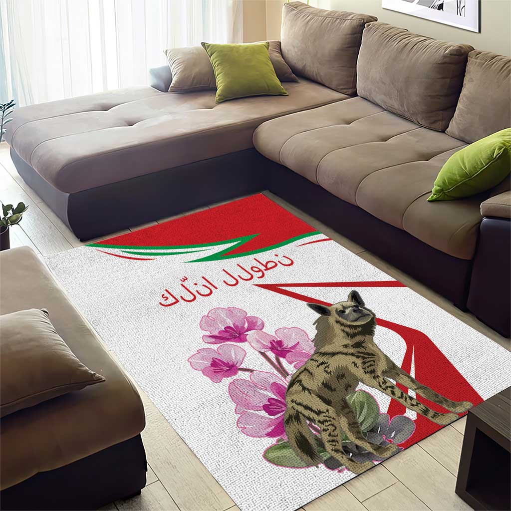Lebanon Striped Hyena Area Rug With Cyclamen Flowers - Wonder Print Shop