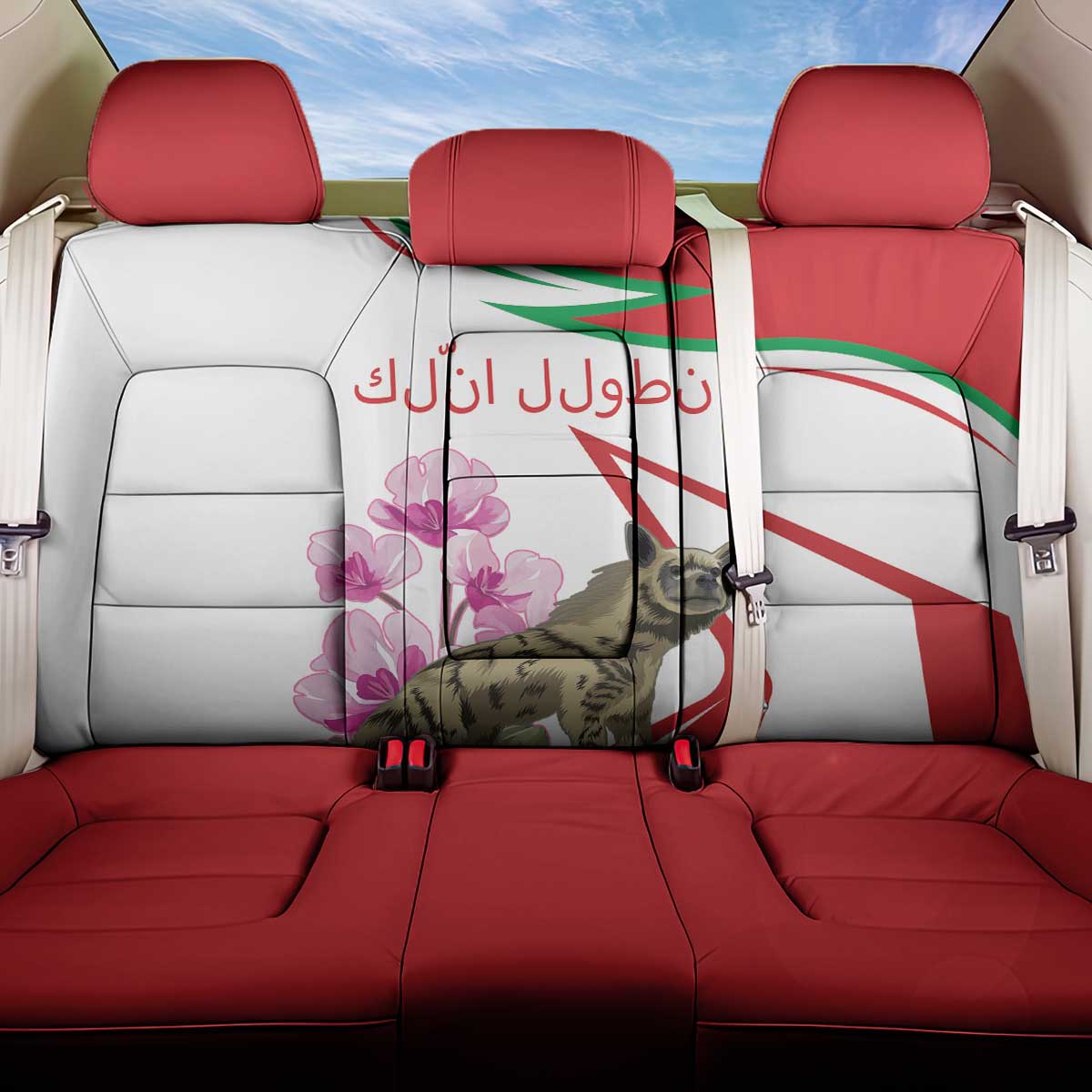 Lebanon Striped Hyena Back Car Seat Cover With Cyclamen Flowers - Wonder Print Shop