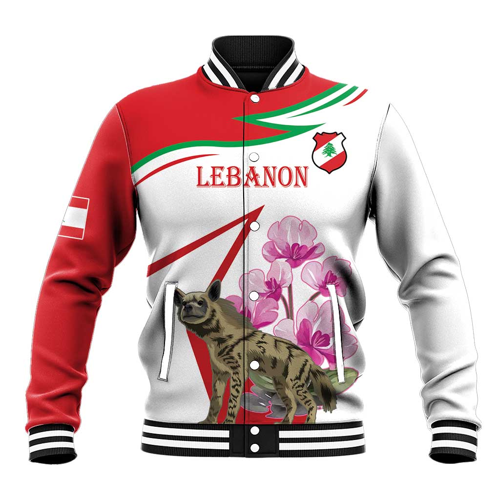 Lebanon Striped Hyena Baseball Jacket With Cyclamen Flowers - Wonder Print Shop