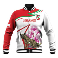 Lebanon Striped Hyena Baseball Jacket With Cyclamen Flowers - Wonder Print Shop