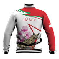 Lebanon Striped Hyena Baseball Jacket With Cyclamen Flowers - Wonder Print Shop
